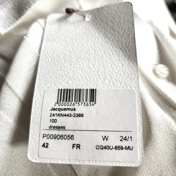 Jacquemus Size 10‎ Womens Off Shoulder Button Front Knit Shirt Dress White $600